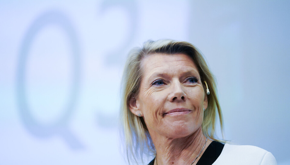 Konsernsjef Kjerstin Braathen i DNB under presentasjonen av resultatene for 3. kvartal 2023.