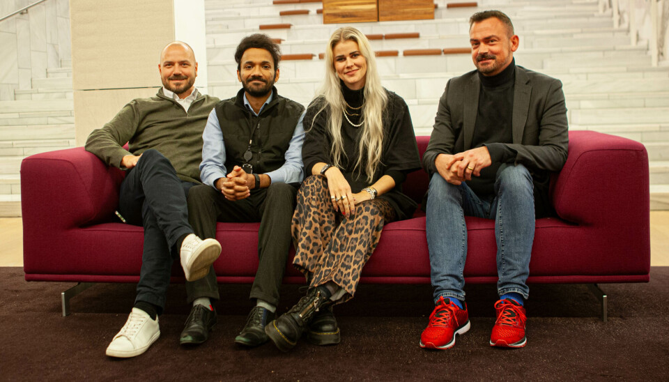 Bidrar til DNBs KI-fremtid. F.v. Per Kristian Næss-Fladset, konserndirektør Product &Innovation, Abhilash Nair: Fagleder Teknologi, Maja Johansen, Fagleder Teknologi og Jan Thomas Lerstein, seksjonsleder Emerging Technologies