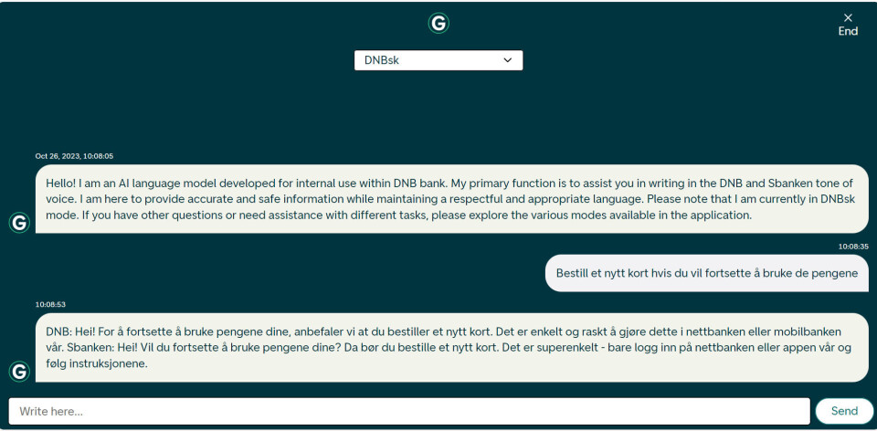 Slik kan man få hjelp til å formulere seg på korrekt DNBsk eller Sbankensk.