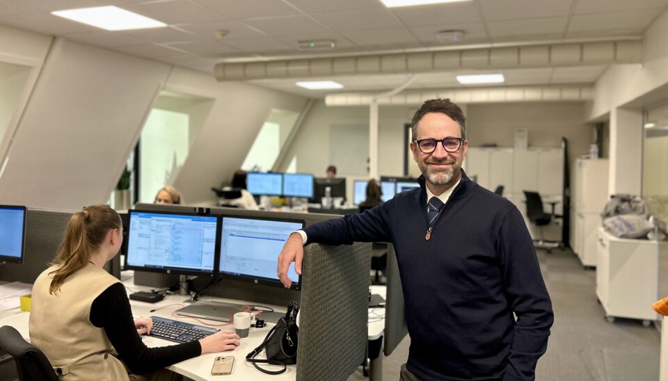 Leder for Nordea i Trondheim, Magnar Meslo, her på kontorene til Nordea på torget i Trondheim.