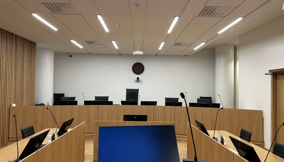 I denne rettssalen i Trøndelag TIngrett går saken mot den bedrageritiltalte mannen.