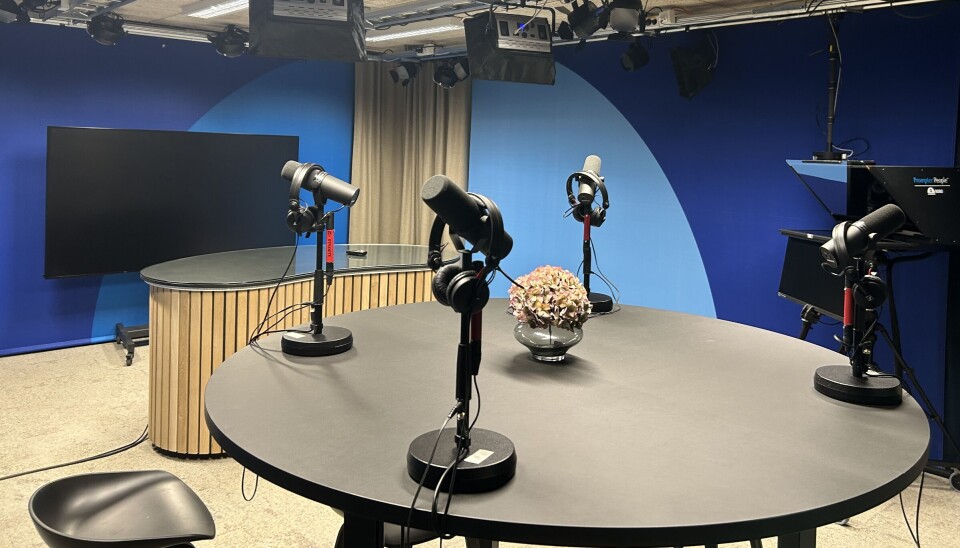 Slik ser det ut inne i TV-studioet til Sparebank 1 SMN.