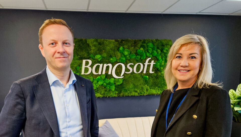 Administrerende direktør i Banqsoft, Terje Kjøs, og direktør for digitalbanker og kreditt i teknologiselskapet, Camilla Sorknes.