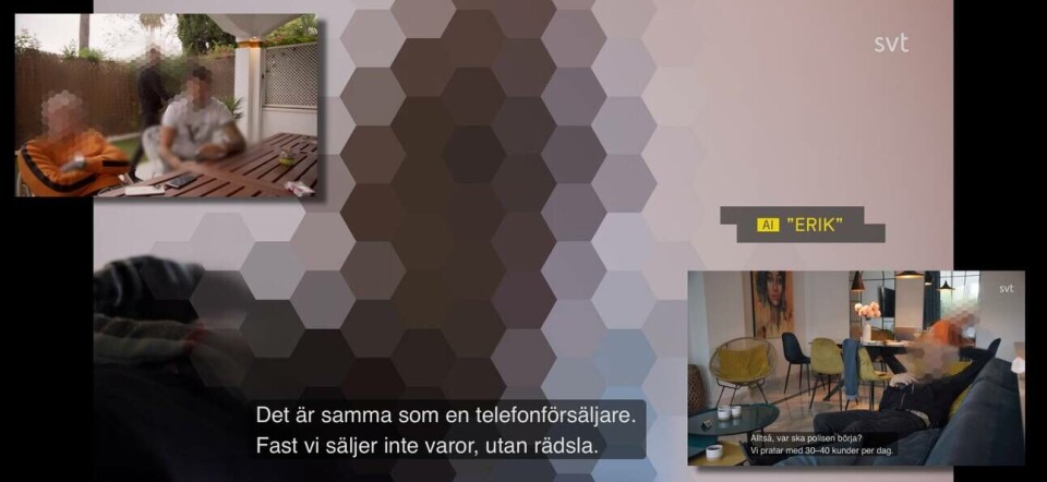 I vinter kunne en dokumentar på Sveriges Television vise hvordan svenske sikker konto-svindlere går til veie når de lurer pensjonister på penger. Foto: Sveriges Television.
