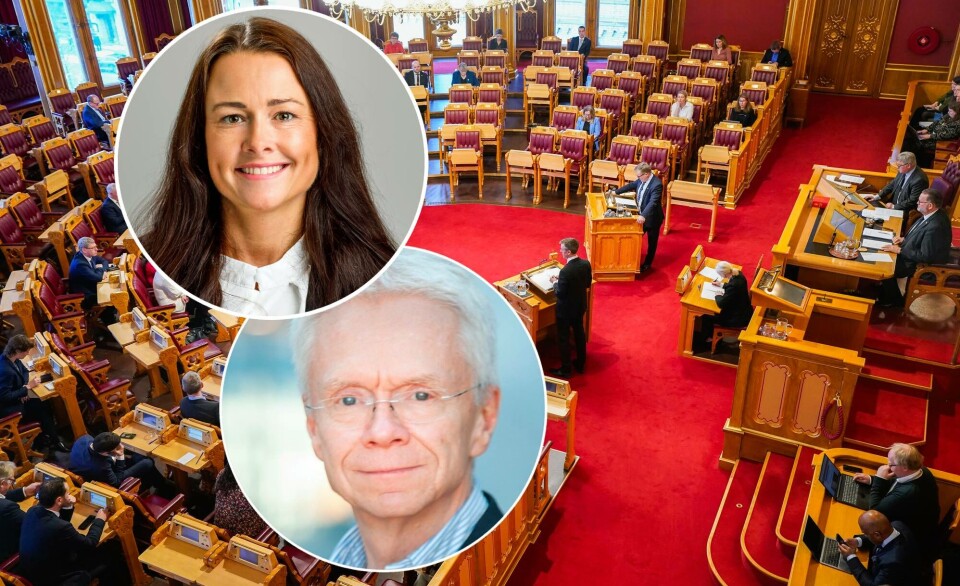 Therese Riiser, administrerende direktør i Sparebankforeningen, og Tore Bråthen, leder for Sparebankutvalget.