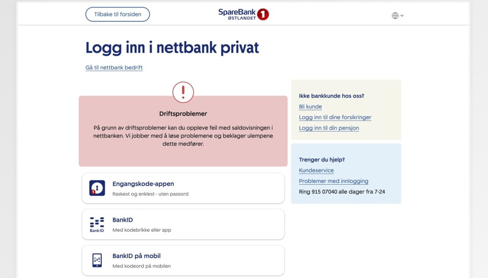 Sparebank 1 fikk store problemer med mobil- og nettbank