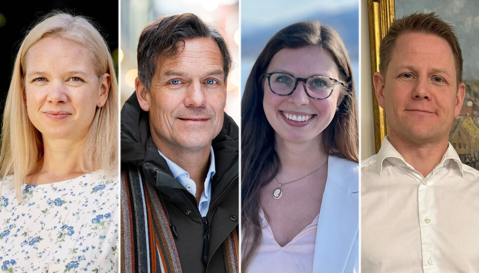 Fra venstre: Direktør for bærekraft i Sparebank 1 SR-Bank, Guro Elgheim Sivertsen, bærekraftansvarlig i Sparebank 1 SMN, Jan-Eilert Nilsen, leder for bærekraft i Sparebanken Vest, Linn Gjesdal og bærekraftsanalytiker i Sparebanken Sør, Even Brage Hardeland.