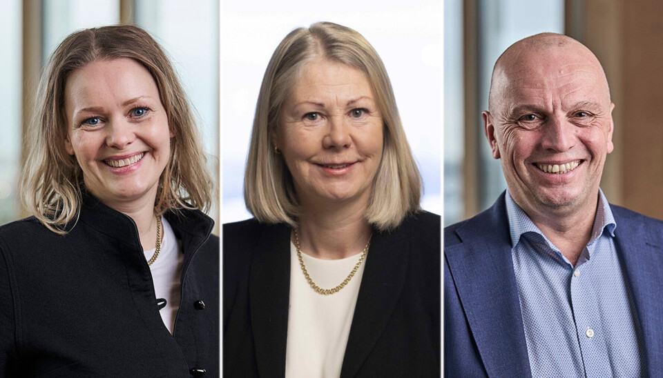 Ny konsernledelse i Sparebank 1 Sør-Norge (fra venstre): konserndirektør for kundetilbud og innovasjon, Ella Skjørestad, konserndirektør for kundeleveranser, Tonje Stormoen, og konserndirektør for forretningsprosesser og teknologi, Glenn Sæther.