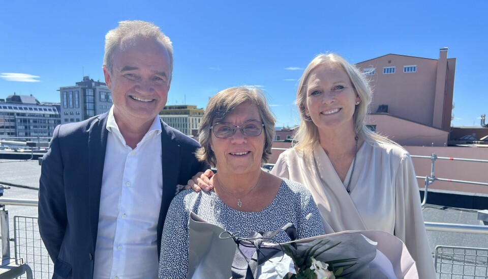 Styreleder Jan-Frode Janson og av- og påtroppende konsernsjef i Fremtind Forsikring, Turid Grotmoll og Hege Toft Karlsen.