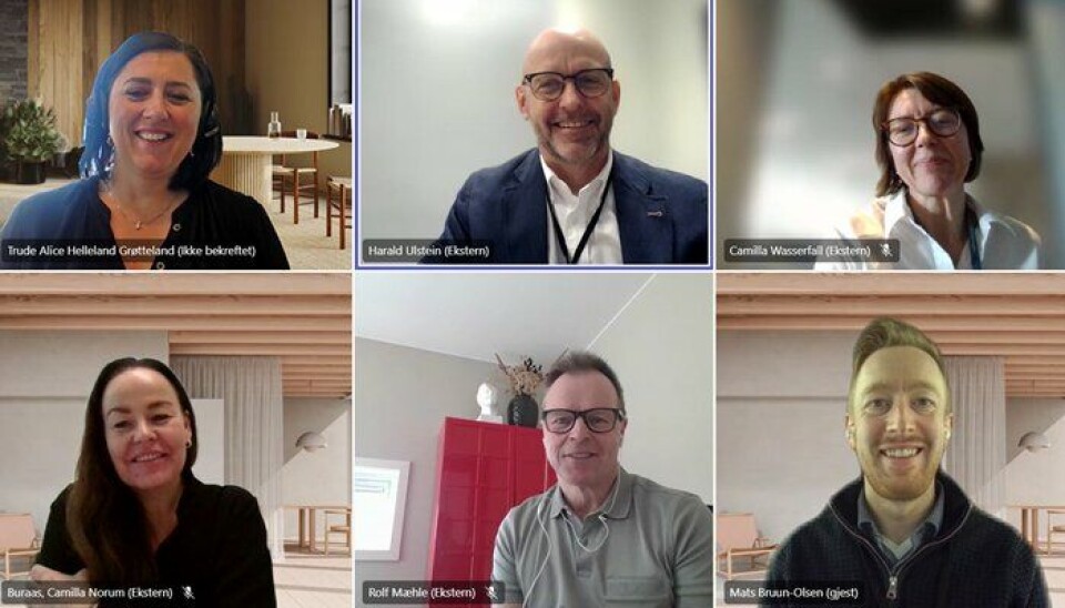 Fra oppe til venstre: Trude Grøtteland, Harald Ulstein, Camillia Wasserfall. Nede fra v.: Camilla Norum Buraas, Rolf Mæhle og Mats Bruun-Olsen.