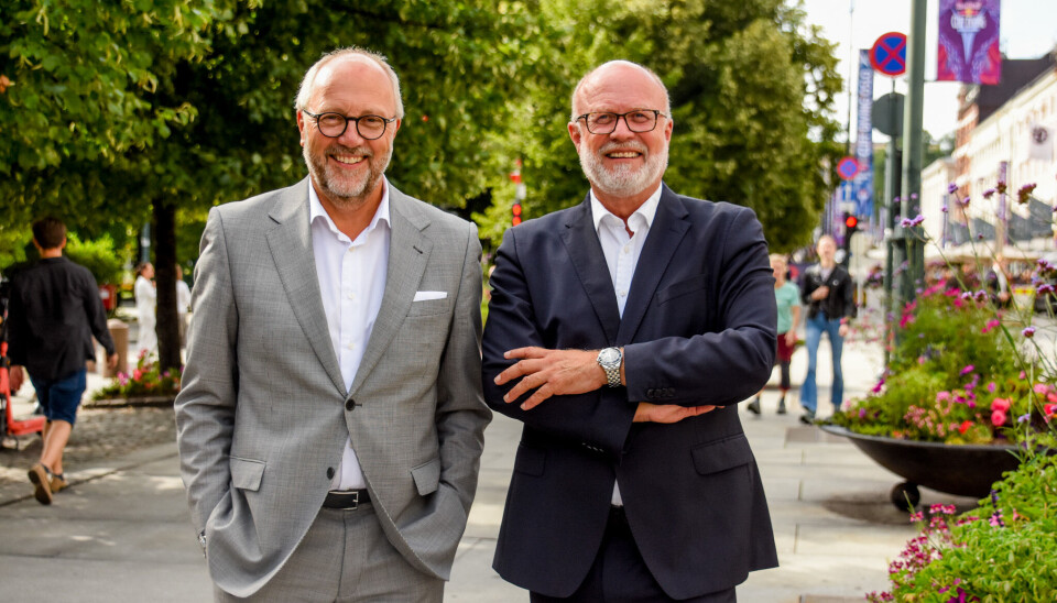 Konsernsjef i Sparebank 1 Sørøst-Norge, Per Halvorsen, og finansdirektør i banken, Roar Snippen.