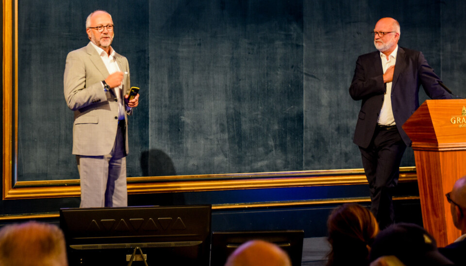 Konsernsjef i Sparebank 1 Sørøst-Norge, Per Halvorsen, og finansdirektør i banken, Roar Snippen, presenterte kvartalsresultatet for siste gang.