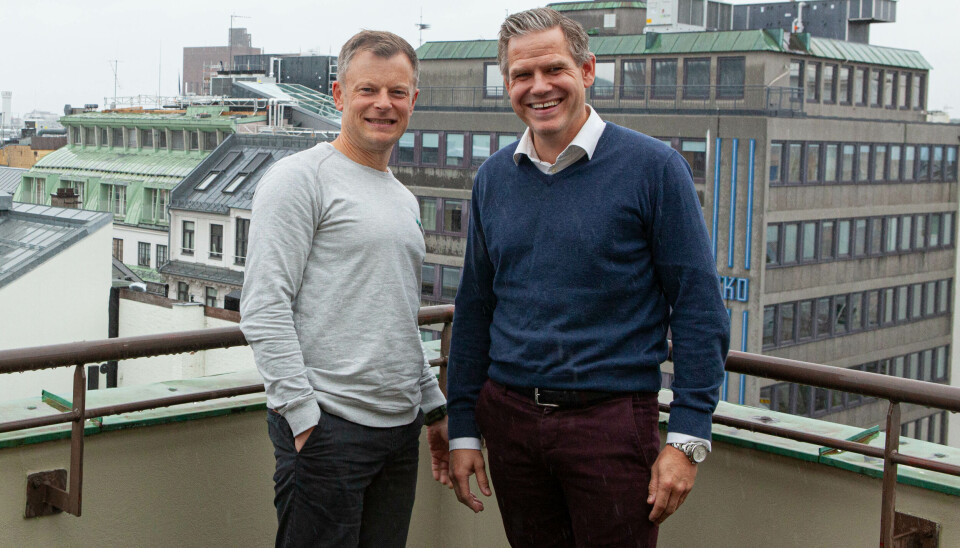 Erlend Bolle t.v. og Børge Astrup i fintech-selskapet Netto vil hjelpe bankene å bli grønnere.