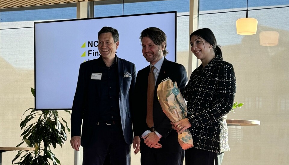 F.v. Bent Gjendem, daglig leder FI, statssekretær i Næringsdepartementet Vegard Grøslie Wennesland (Ap), og Rea Parashar FI.