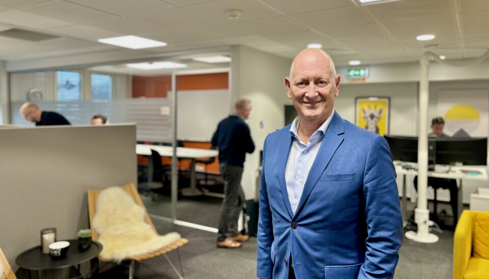 Geir Bergskaug på hovedkontoret til Sparebanken Sør i Kristiansand.