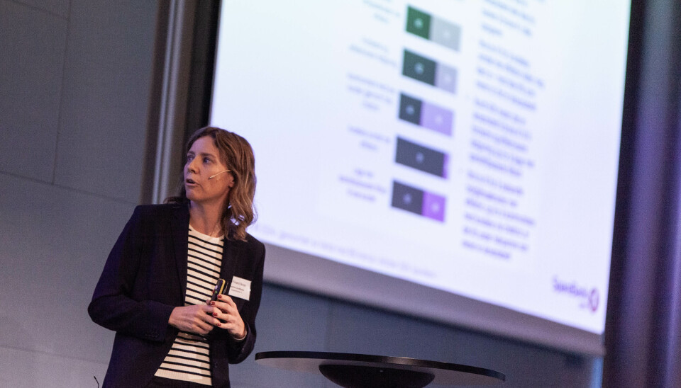 Sparebank 1-undersøkelsen om kundenes KI-ønsker ble vist frem av Astrid Undheim, konserndirektør for teknologi og utvikling i Sparebank 1 SMN da hun holdt innlegg på Betaling- og digitaliseringskonferansen i november.