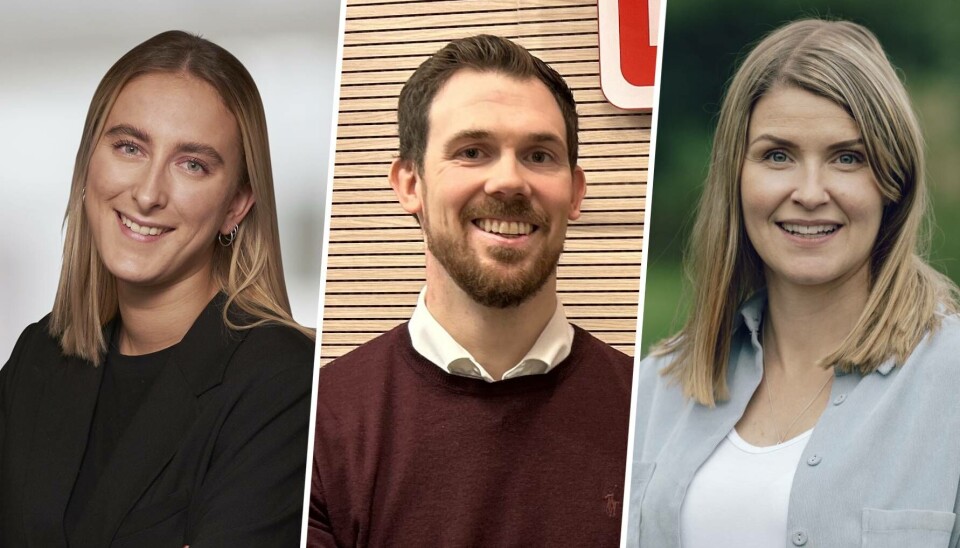 Signe Jepsen (t.v.) i BN Bank lager veiledere for folk som har utfordringer med det digitale. Avdelingsleder for kundesenteret hos BN Bank, Tom Erik Jordhøy, og produktsjef i Kakadu, Tina Rødland.