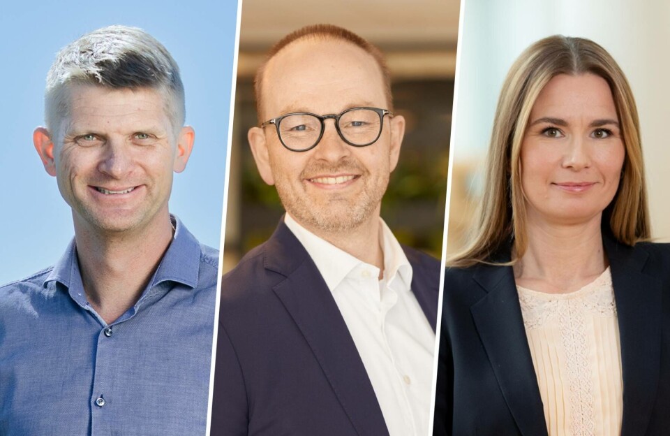 Sparebankene er skeptiske til argumentasjonen om at kundeutbytte-praksisen er skattemotivert. Fra venstre: Tomas Nordbø, konstituert administrerende direktør i Rogaland Sparebank, Geir-Egil Bolstad, finansdirektør i Sparebank 1 Østlandet, Hanne Dankertsen, kommunikasjonsdirektør i Sparebanken Vest.