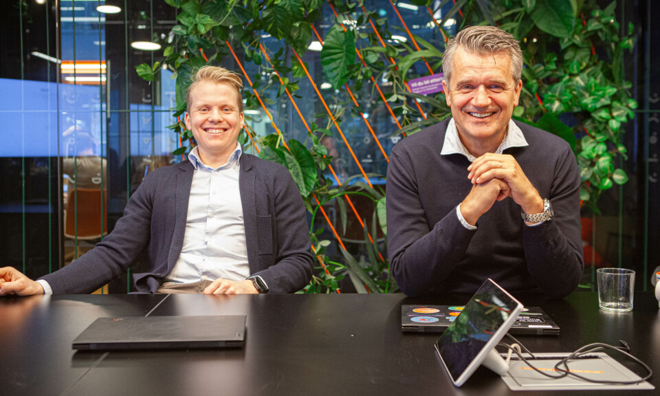 Finansdirektør Andreas Saastad (t.v.) og daglig leder Rune Garborg tror fortsatt at Vipps Mobilepay vil være lønnsomt når 2025 er over.