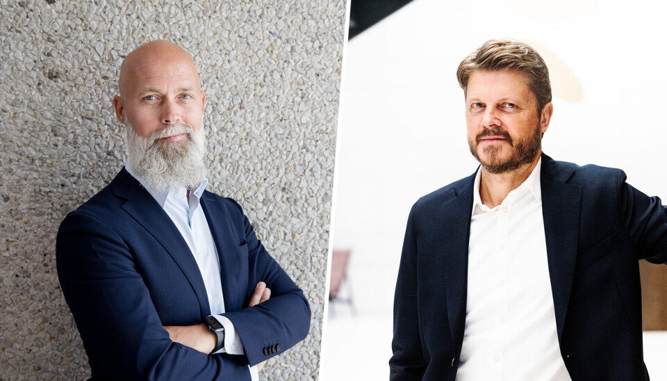 Salgsdirektør i SDC, Stig Valderhaug, og global leder for Netcompany Financial Services, Thomas Demant,