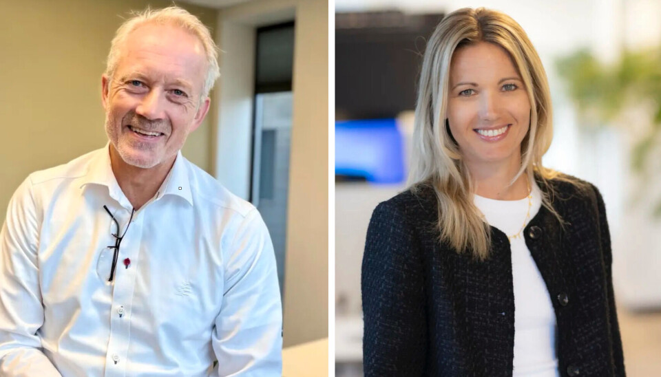 Jan Kleppe, administrerende direktør i Skagerrak Sparebank, og Lene Nevland Sivertsen, direktør for personmarked i Rogaland Sparebank.