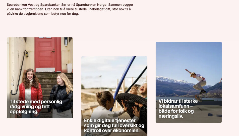 Skjermdump fra Sparebanken Norge sine nettsider.