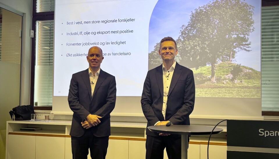 Eirik Børve Monsen, Sparebank 1 Sør-Norge sin ferske konserndirektør for økonomi, finans og bærekraft, sammen med konsernsjef Inge Reinertsen.