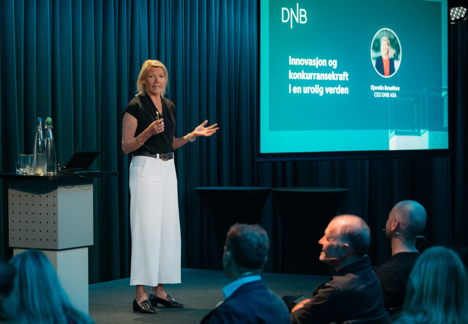 Konsernsjef Kjerstin Braathen åpnet DNBs innovasjonsdag med å snakke om geopolitisk uro og hva EU, Norge og DNB trenger for å skape et økosystem som bidrar til vekst