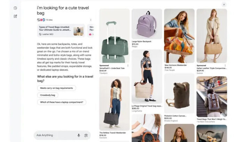 Er du på jakt etter en pen reisebag? Google skal gi deg alternativene med bilder.
