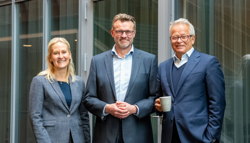 Daglig leder Frendegruppen, Stine B. Neteland, administrerende direktør Lokalbankselskapet, Bent R. Eidem og midlertidig administrerende direktør i Tietoevry, Endre Rangnes.
