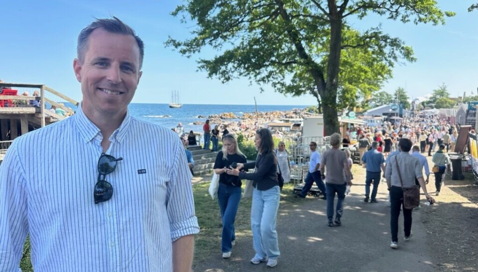 Magnus Egeberg, administrerende direktør i Mastercard Payment Service, på «folkemøde» på Bornholm med hele den danske organisasjonen i selskapet.