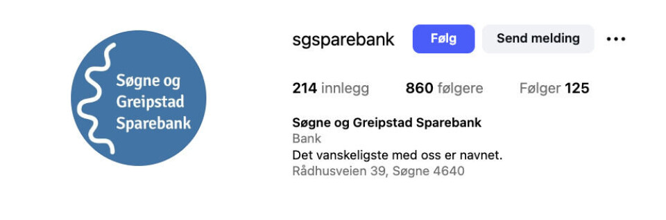 Noen banker, som Søgne og Greipstad Sparebank, bruker sosiale medier for å vise seg fra en litt artigere side.