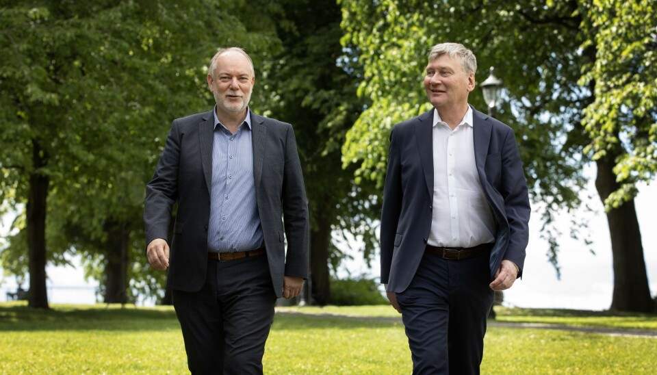 Styreleder Erik Engan (t. v.) og konsernsjef Helge Dalen i JBF.