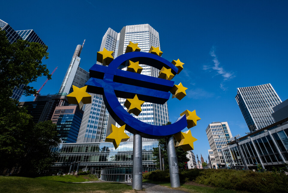 Hovedkvarteret til Den Europeiske Sentralbanken (ECB), Eurotower i Frankfurt, Tyskland