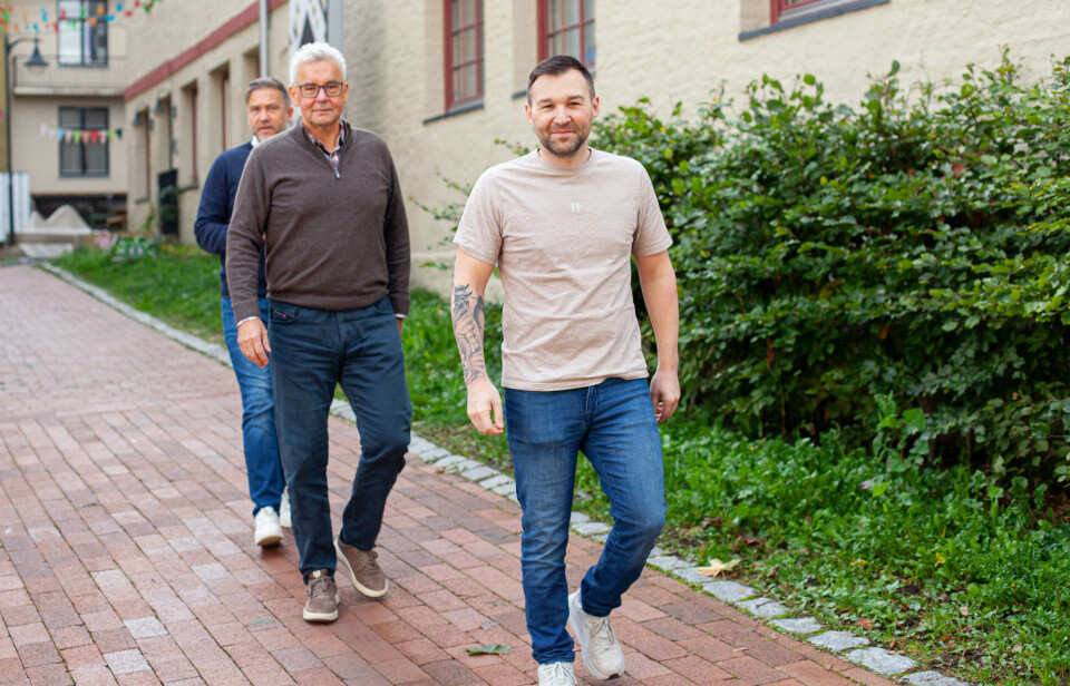 Har en plan. Fintech-selskapet Receipts er endelig i gang med å rulle ut digitale kvitteringer. Gründer og daglig leder Kent Olav Ferstad (i forgrunnen) medgründer og strategisjef Hans Petter Hoel og operativ sjef Pål André Fredriksen begynner med regnskapene.