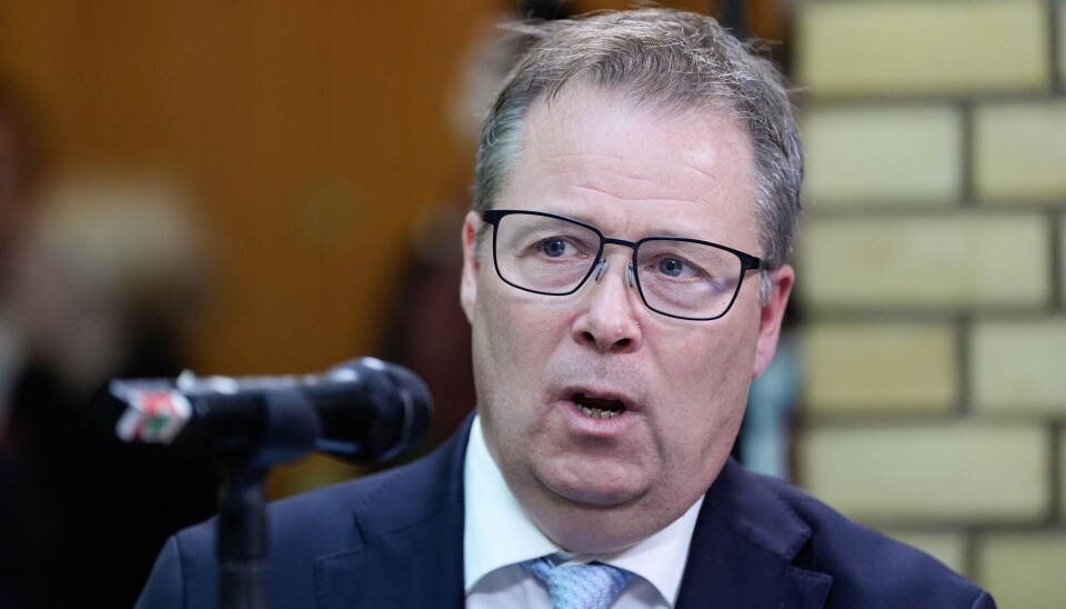 Bjørn Arild Gram (Sp) i vandrehallen etter finanstalen i Stortinget.